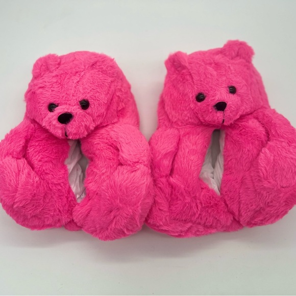Women’s Teddy Bear Slippers  - Pink- Slippers Size 5.5-9.5 - Picture 3 of 3